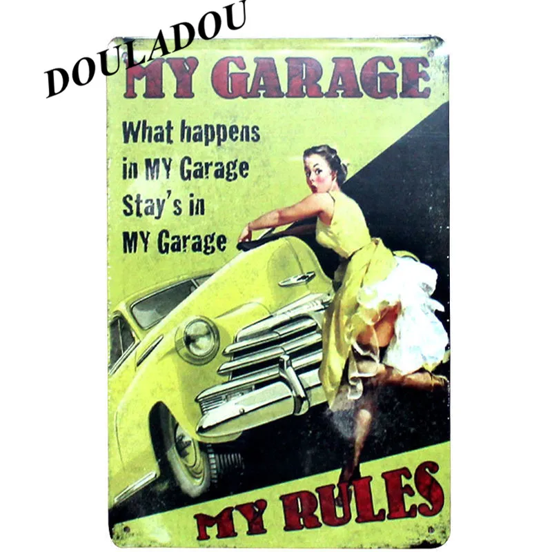 [Douladou] My Garage My Rules табличка винтажная металлическая жестяная вывеска Бар Паб украшение стены ретро табличка плакат Тарелка 30*20 см - Цвет: 4