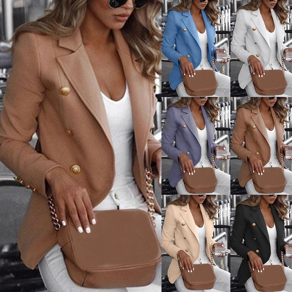 

Women Long Sleeve Formal Blazer Jackets 2019 Autumn New Cardigan Office Lady Notched Slim Fit Suit Business Outerwear Plus Size