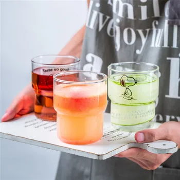 

Shaped Glass Mug Cute Cartoon Animals Printing Breakfast Milk Coffee Cup Crystal Transparent Heat-resistant Drinkware Home Decor