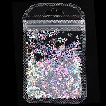 

3 Colors/set Holographic Glitter Micro Hollow Star Shape Flakes Mixed Acrylic Laser Sequins DIY Nail Art Decorations Manicure