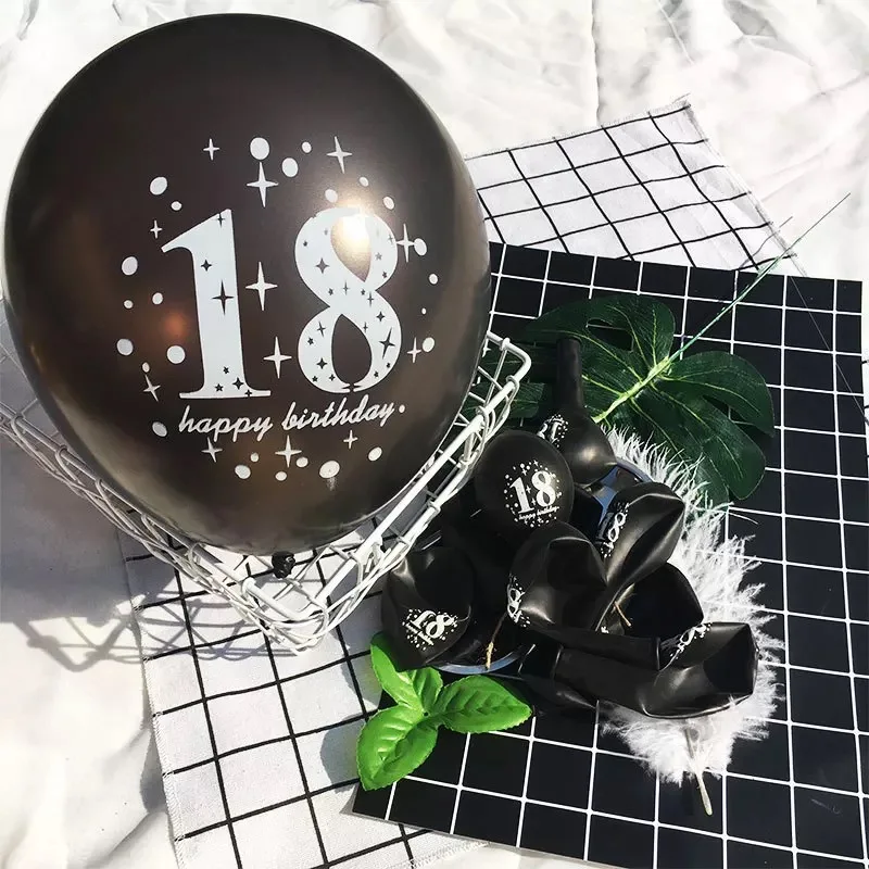 5pcs 18th Happy Birthday Party 12&quot Pearlised Latex Printed Balloons For 18 Year Old Decoration Supplies | Дом и сад