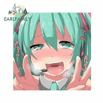 

EARLFAMILY 13cm x 13cm for Ahegao Face Green hair VAN Anime Car Stickers Windshield Decal Refrigerator Waterproof Car Styling