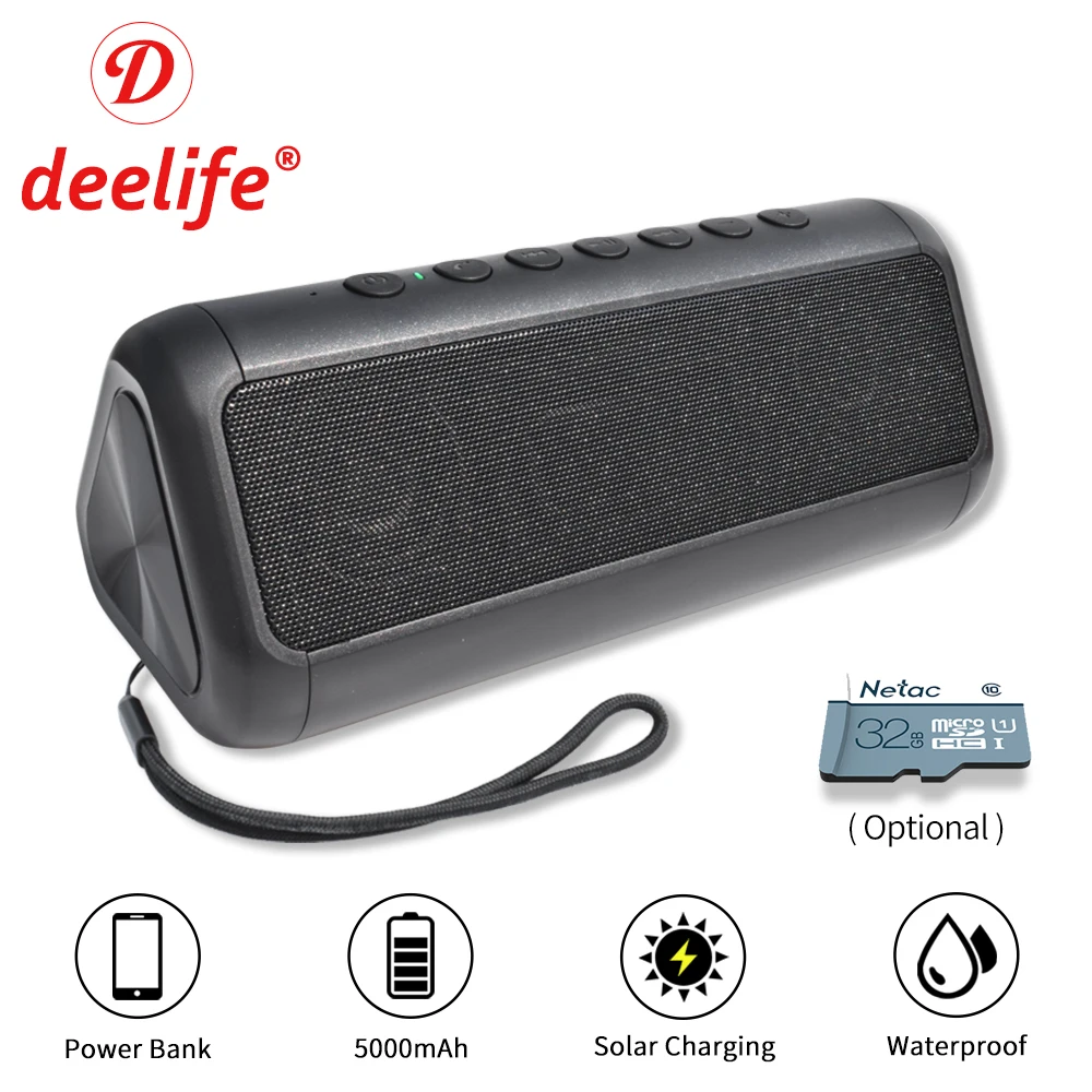 Портативная Водонепроницаемая Bluetooth Колонка Deelife беспроводная стерео музыка