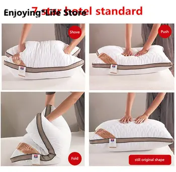 

7 Star Hotel Standard Feather Fabric Pillow Hotel Super Stretch Pillow.Neck Pillow Can Be Washed.45X65X18cm Bed Pillow