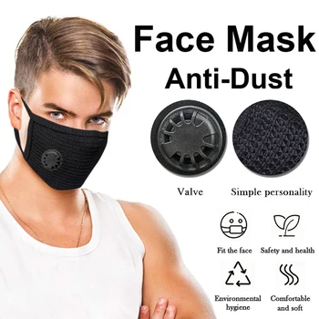 

1PC Black Mouth Face Mask Unisex Outdoor Cycling Wearing Windproof Anti-Dust with Breath Valve Wearing Respirator Black Face Car