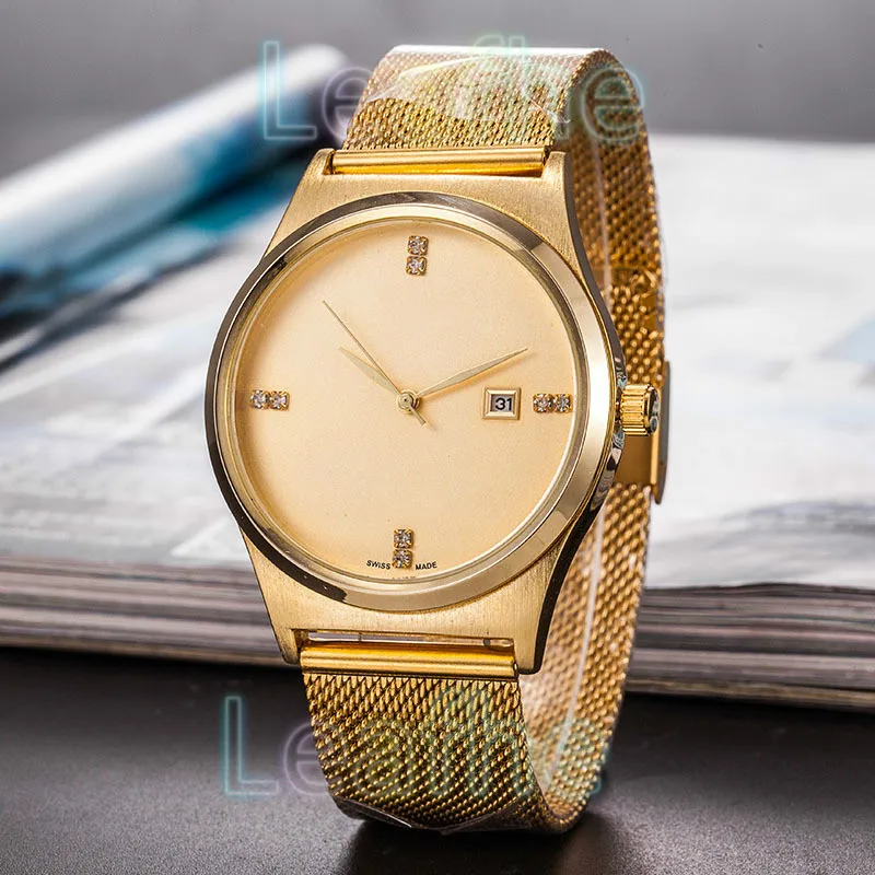 

Luxury Fashion Men Watches Silver Gold Black Stainless Steel RD Band Quartz Watch Female Clock Montre Femme Feminino