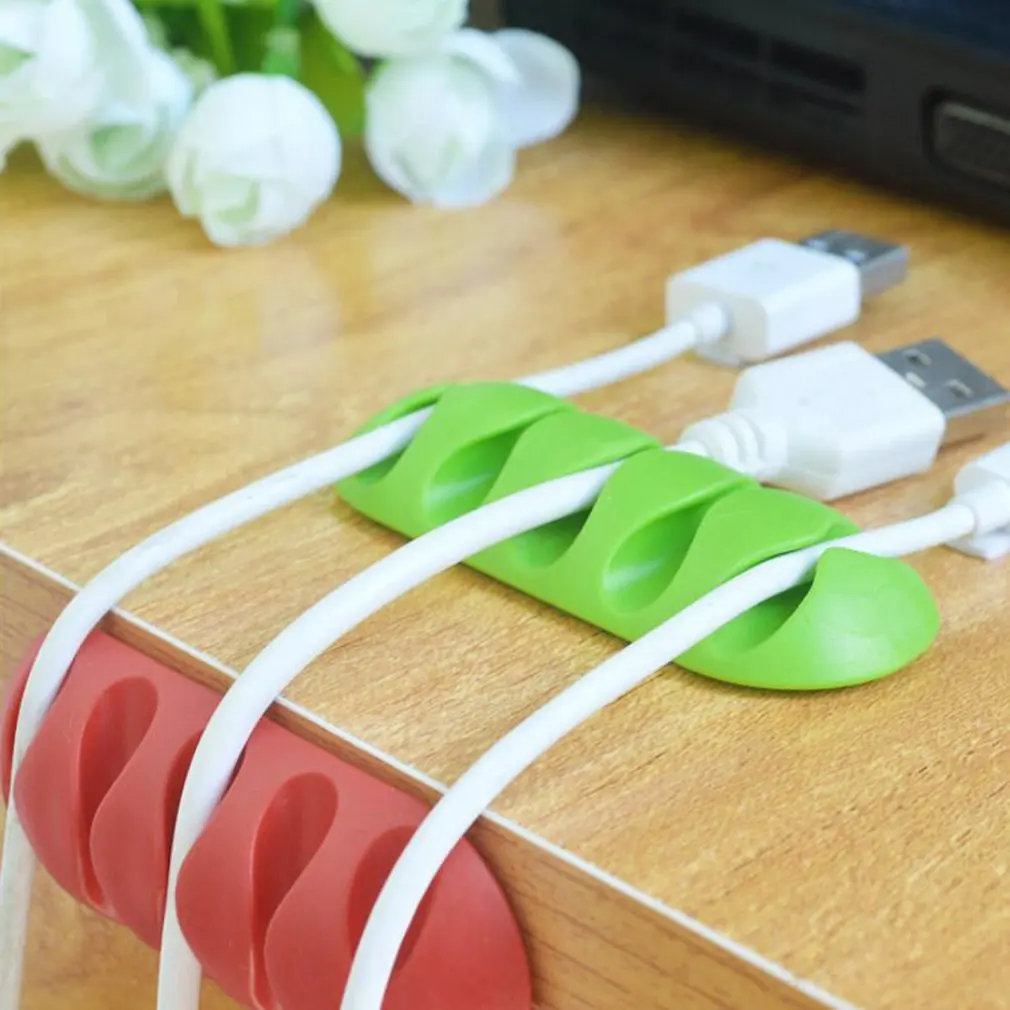 Five-Hole Cable Organizer Holder Cable Clip Desk Tidy Organiser Wire Lead USB Charger Holder Fixer