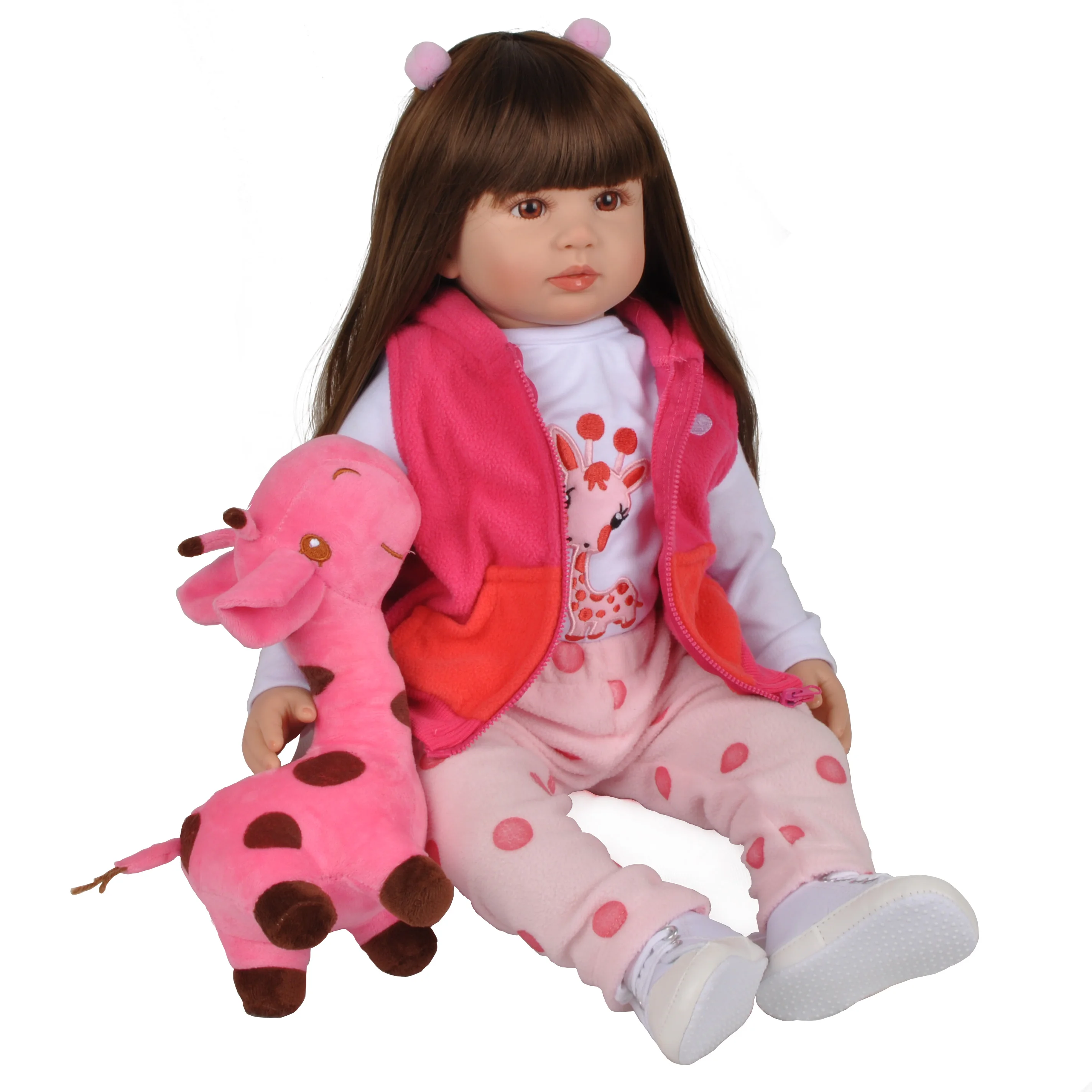 24 дюйма 60 см Reborn Baby Doll силиконовая Bebe Bonecas Реалистичная кукла Menino Рождественский подарок игрушки длинные волосы Жираф