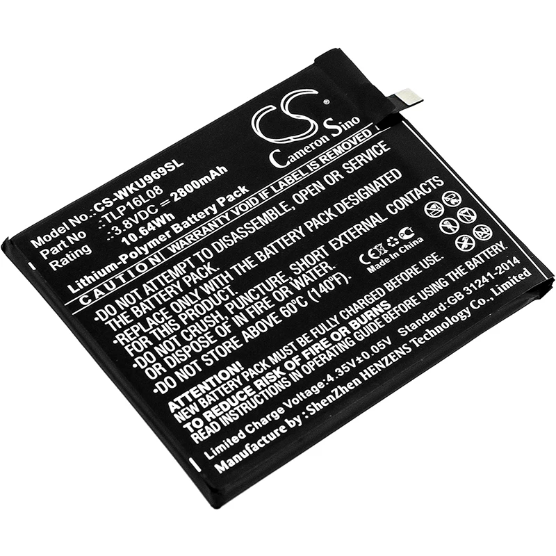 Cameron sino 2800mAh аккумулятор для WIKO 9692 U Feel Prime, TLP16L08