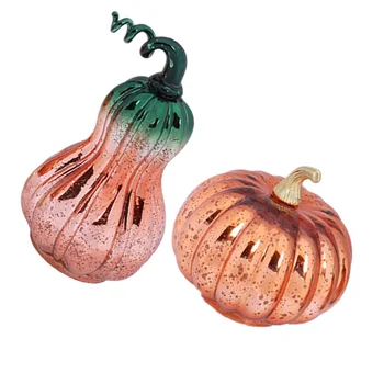 

2pcs Halloween Pumpkin Lamp Glass Lamp Desk Adornment without Battery (Orange)