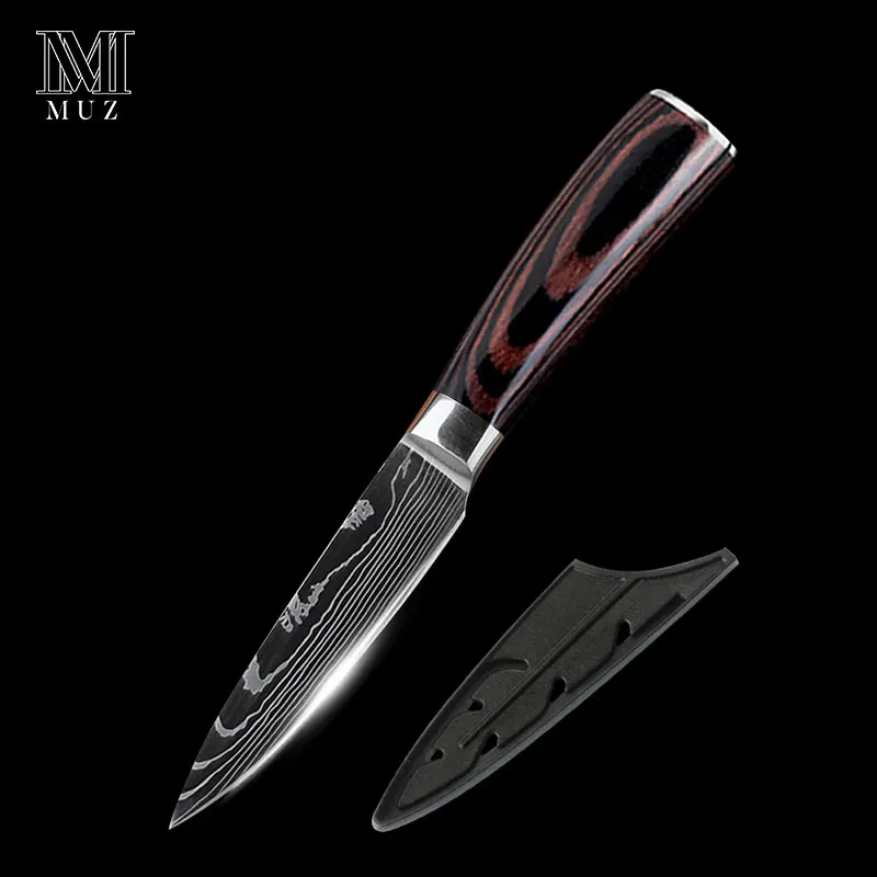 3.5inch Paring Knife Нержавеющая сталь, высокое качество, 8 дюймов, нож шеф-повара, лазерный дамасский сантоку, кухонные ножи, острый Кливер, нож для нарезки, подарок - Цвет: 3.5inch Paring Knife