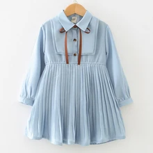 Mayfair Cabin/платья для девочек; Новинка года; Одежда для девочек; милое шифоновое длинное платье с длинными рукавами и плиссированной талией