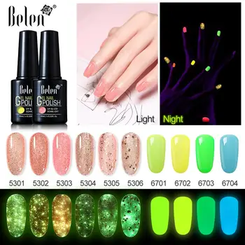 

Belen 10ML Luminous Rose Gold Nail Gel Polish Glowing Powder Soak Off Varnish Primer UV LED Semi Permanant Nail Salon Manicure