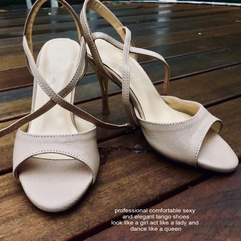 Evkoodance Women Party Tango Shoes 9cm Slim Sexy Genuine Leather Tango Outsole Shoe Latin Shoes DIY Lady Salsa Tango Dance Shoes 3