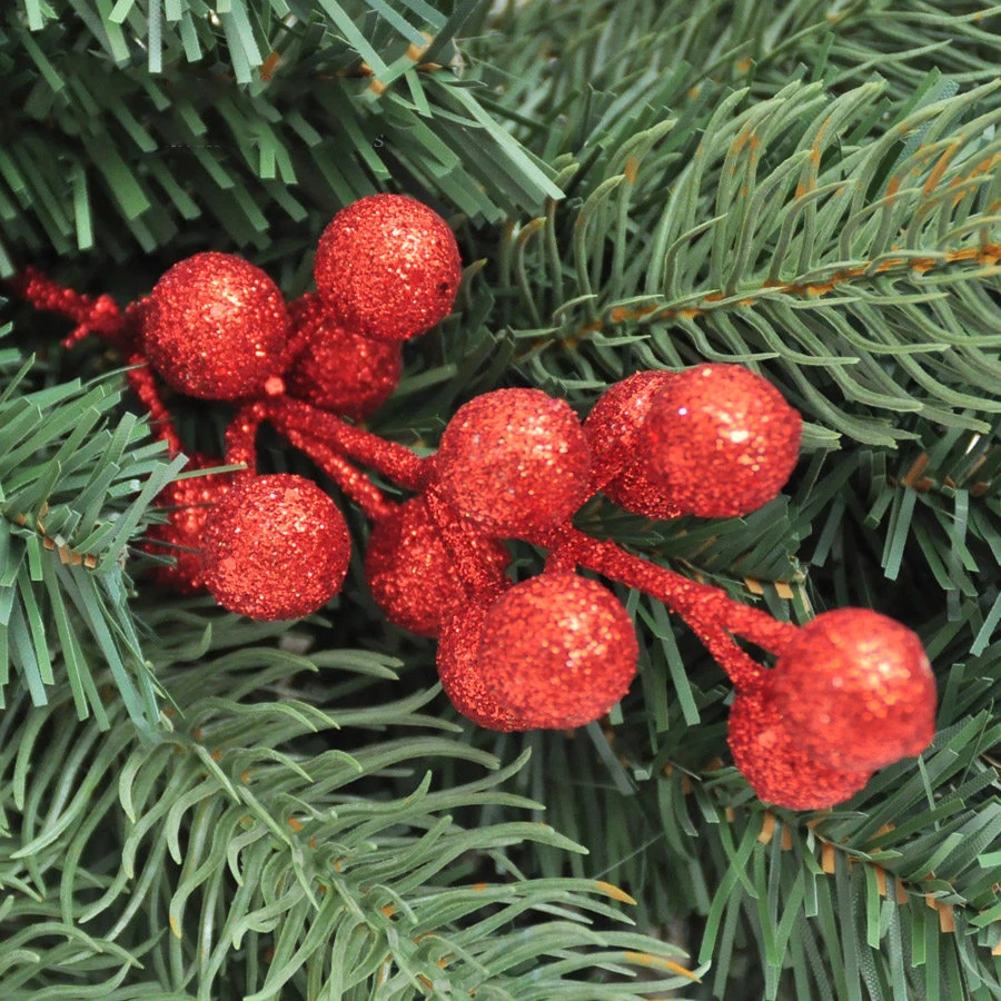 6 шт. искусственные блестки вишневые ягоды блестки Poinsettia украшения для дома фестивали декор для рождественской елки вечерние принадлежности