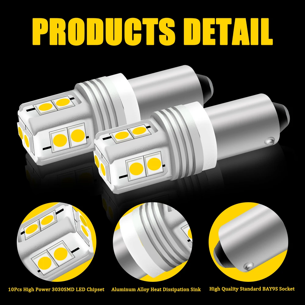 Canbus Error Free BA9S BAX9s H21W BAY9s LED Bulbs For car Reverse