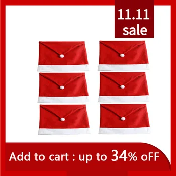 

6 Pcs/Set Christmas Santa Claus Hat Chair Covers Home Party Dining Table Decoration Christmas Gifts
