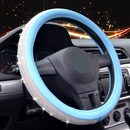 Blue 5 цветов, оплетка автомобильный чехол на руль для 37-38 см, 14,6-15 дюймов, размер М, милые женские и девичьи рулевые колеса, автомобильные аксессуары, Стайлинг - Название цвета: Blue