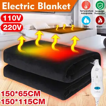 

110V / 220V 150x115/150x65cm Individual/ Double Electric Blanket Thicker Heater Double Body Warmer Heated Blanket Thermostat