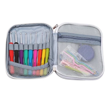 

75 PCS/Lot DIY Yarn Knitting Crocheting Crochet Hook Needles Colorful Stitch Markers Gauge Crochet Needles Set Knitting Tools