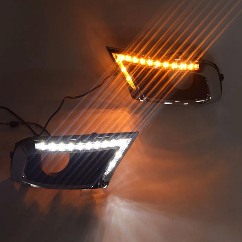Автомобильный мигающий 1 пара светодиодный DRL дневные ходовые огни для Toyota Camry 2009 2010 2011 противотуманный светильник с желтым указателем поворота