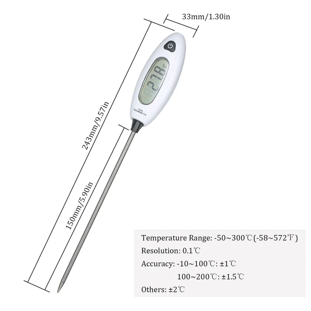Lcd Digitális Élelmiszer-Hőmérő 5,9 Hüvelykes Szonda Toll Típusú Konyhai Hőmérő Instant Olvassa El A Hústej-Élelmiszerek Folyékony Főzési Sütéshez - Image 2