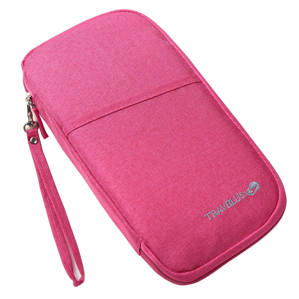 Rose Red Сумка для паспорта, документов, кошелек, многофункциональный дорожный кошелек для карт, хранения наличных, аксессуары, водонепроницаемый органайзер для денег - Цвет: Rose Red