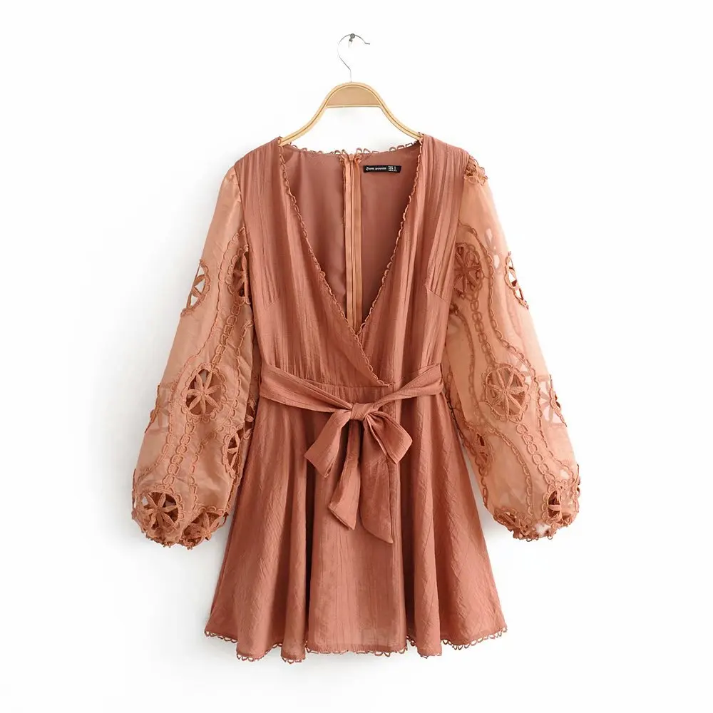 Woah New JJ80-9915 European and American fashion lace net yarn splicing dress