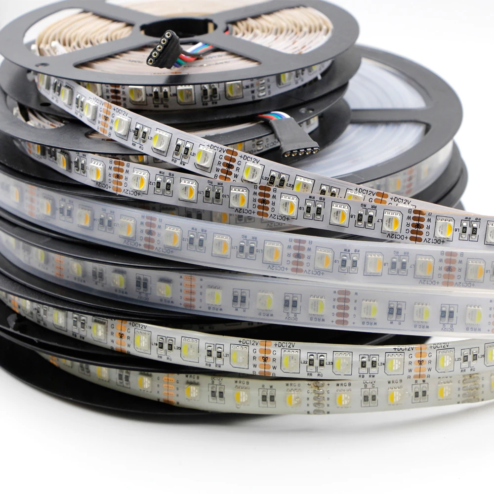 Светодиодная ленсветильник SMD 5050 RGB + белый/теплый белый 12 мм 4 цвета в 1 м 5 60