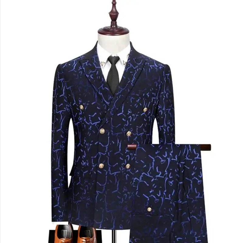 Special Chance of  Double Breasted Men's Suit Three-Piece Groom Formal Business Casual Wedding Party Slim Dress Suit (
