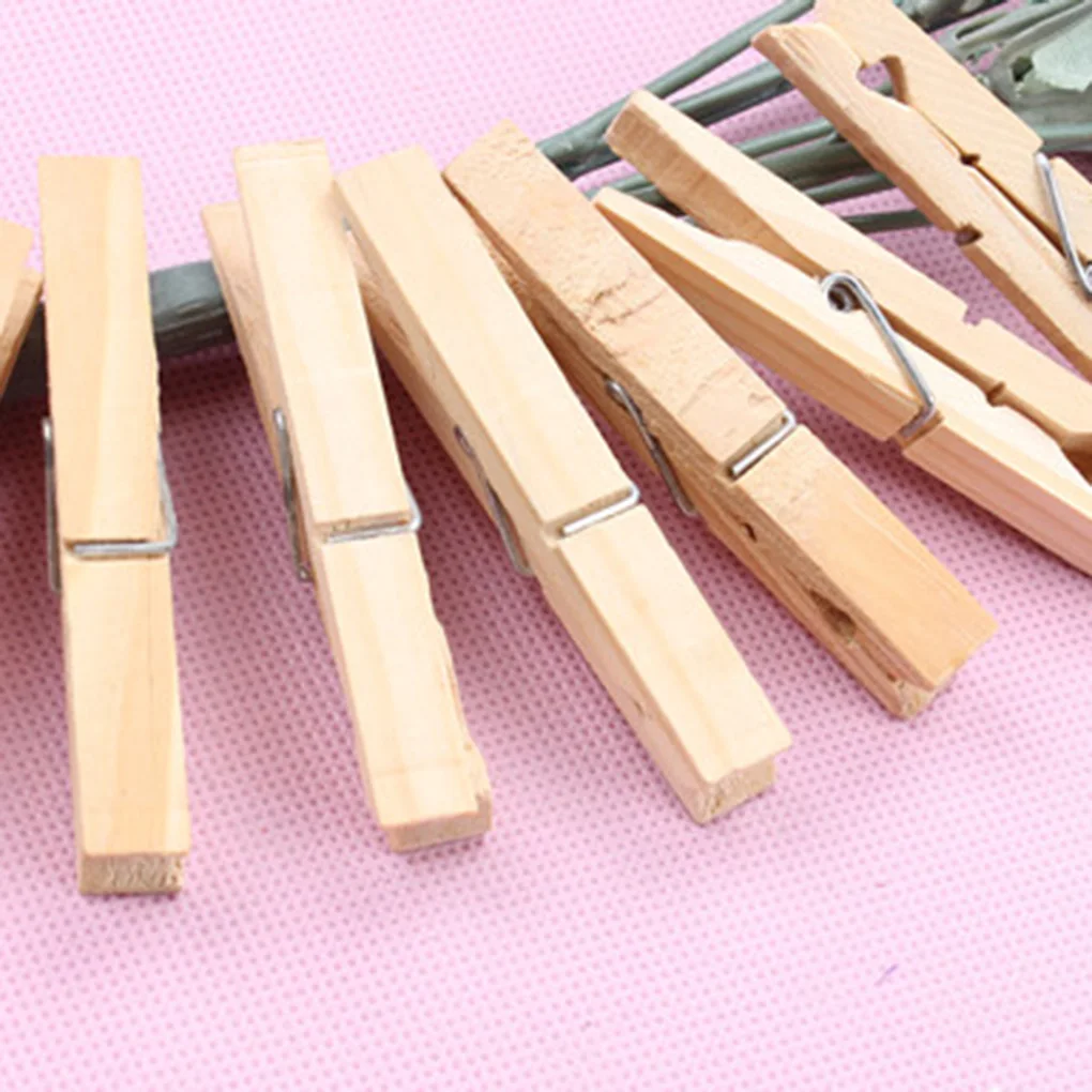 100pc Natural Wooden Clothespins Multi-functional Reusable Mini Clips  Clothes Pins With 10m Jute Twine For Photo Crafts - AliExpress