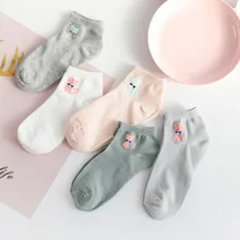 5 пар белых модных женских носков с милыми надписями, забавные повседневные рождественские носки в полоску с изображением котенка Харадзюку