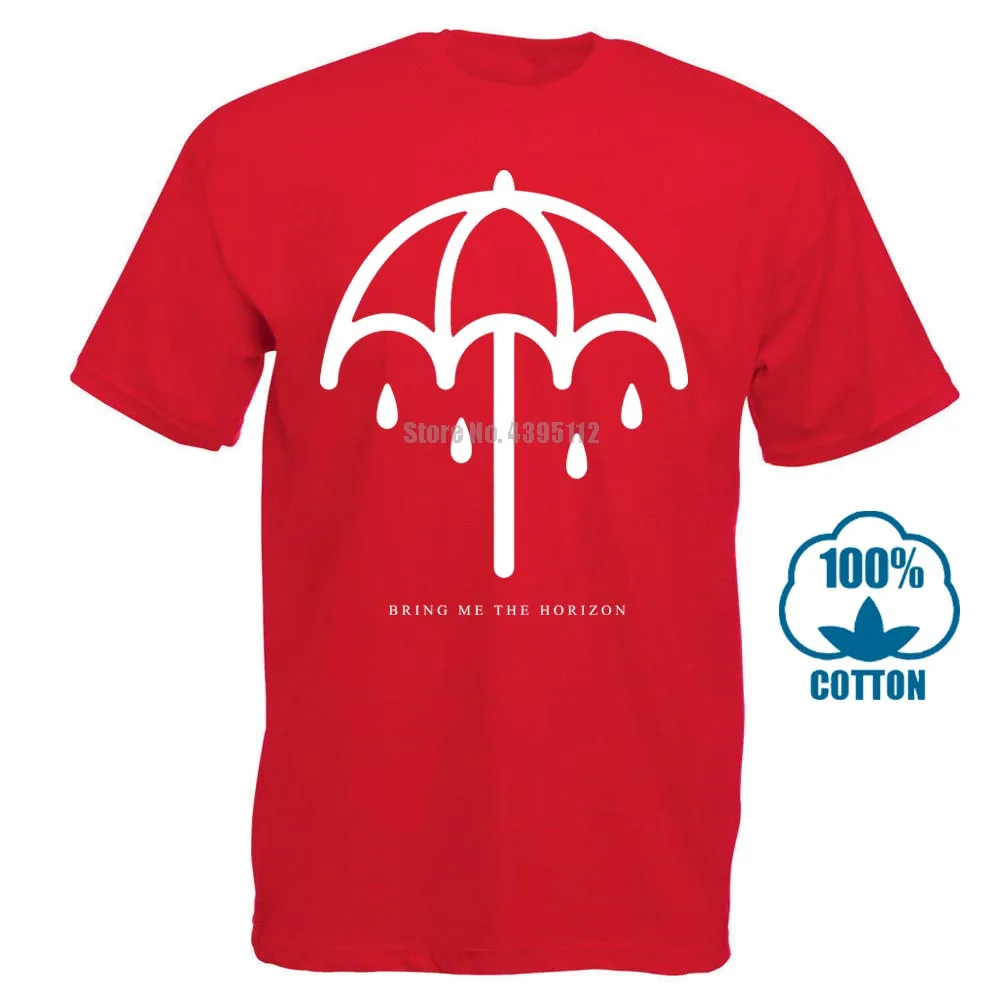 Красный Bring Me The Horizon Umbrella Burnout мужская серая футболка с принтом, Мужская футболка с короткими рукавами и круглым вырезом, летние футболки - Цвет: Красный