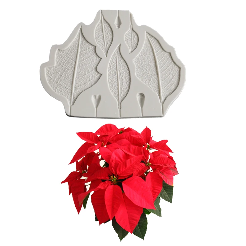 

Poinsettia Leaf Veiner Silicone Mold Fondant Cake Decorating Chocolate Moulds, Sugarcraft Tools M2446