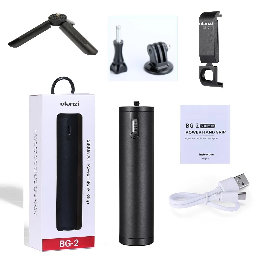 Ulanzi G8-7 заряжаемая крышка батареи для Gopro Hero 8 черная крышка батареи батарейный отсек дверной порт зарядки для Gopro 8 аксессуары для камеры - Цвет: With Tripod