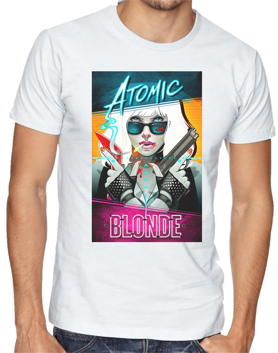 Атомный блонд фильм о супергероях Charlize Theron мужчины женщины унисекс футболка 723