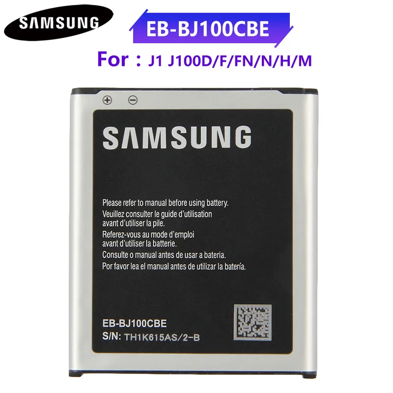 100% Оригинальный аккумулятор EB BJ100CBE BJ100BBE для Samsung Galaxy J1 j100 J100F J100D J100H J100FN J100M NFC 1850