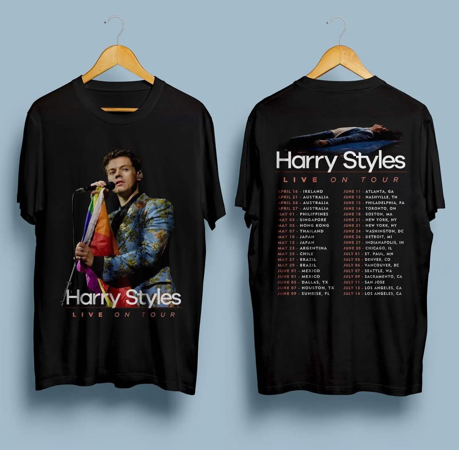 Новая Черная футболка с круглым вырезом Harry Styles Live On Tour 2018 Размеры S-3XL хит продаж