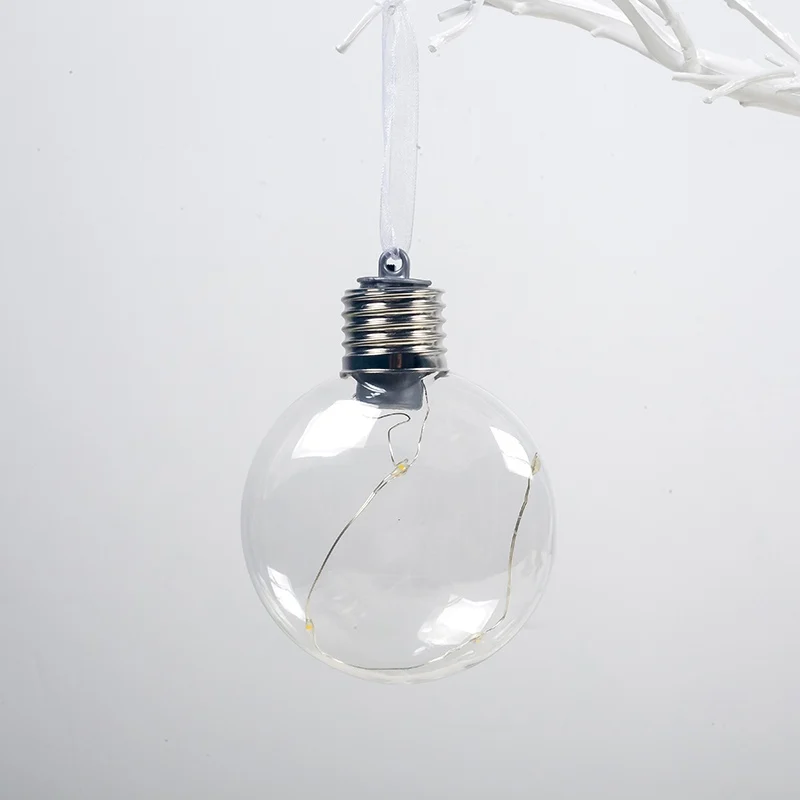 Christmas Transparent LED Bulb Ball Shape Pendants with Warm White Light Xmas Tree Hanging Decoration Ornament - Цвет: F