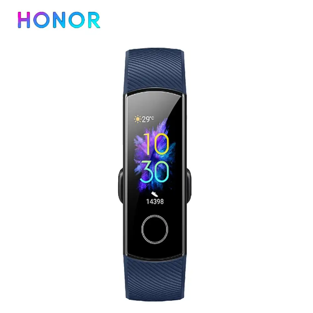 band 4 blue Умный Браслет huawei Honor Band 5, 4, 0,95 дюйма, трекер, умный OLED, для плавания, водонепроницаемый, Bluetooth, фитнес-трекер, сенсорный экран - Цвет: band 4 blue