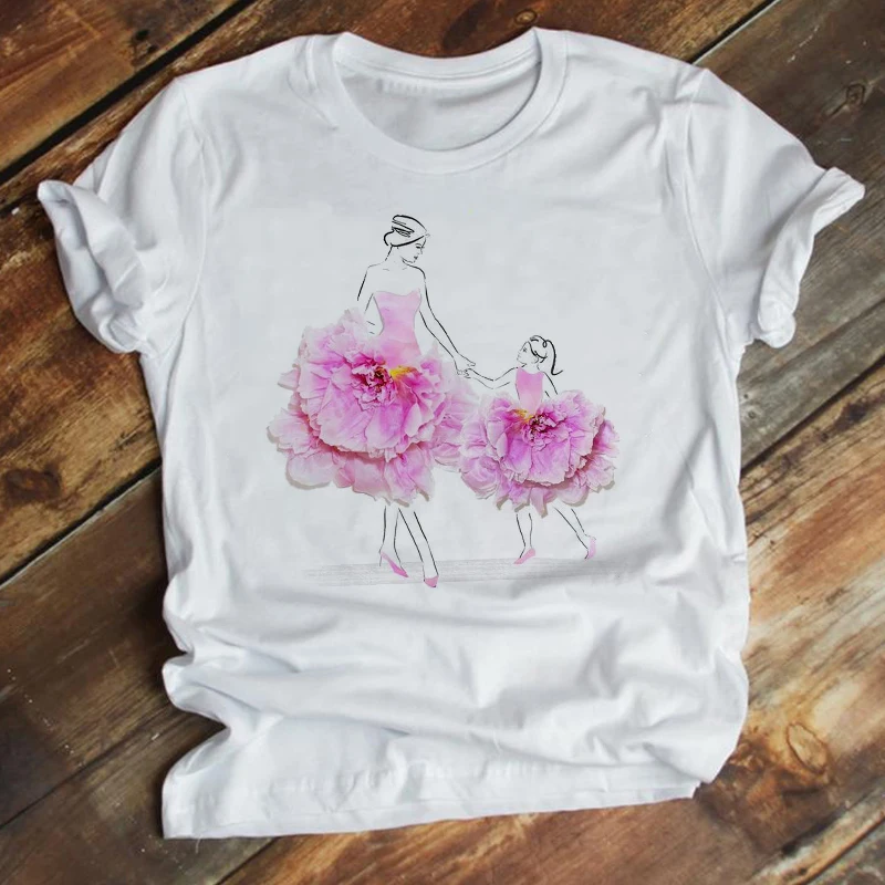 

Love Cartoon Fashion Summer Clothes Print Tshirt Female Tee Top Women Mom Watercolor Daughter Girl Mother Mama Graphic T-shirt