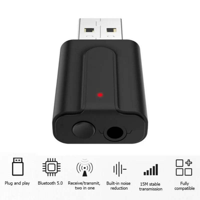 Подключи и играй USB Bluetooth 5,0 передатчик приемник AUX 3,5 мм привод бесплатный небольшой аудио адаптер