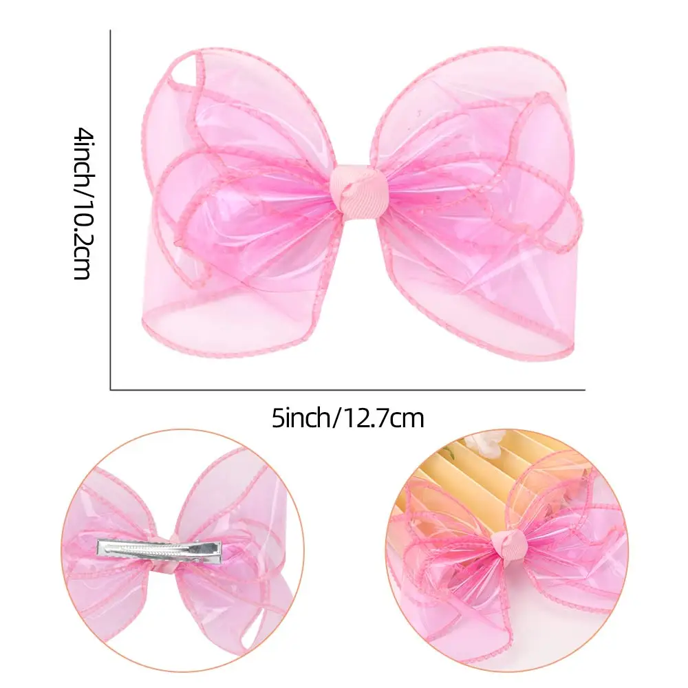 Waterproof Jelly Bows Hair Bows for Girls with Clips Girl Kids Hair accessories Glitter Knot Bows Pool/Swim Bows Solid Hairpins
