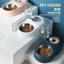 Pet supplies dog / cat double bowl automatic drinking water