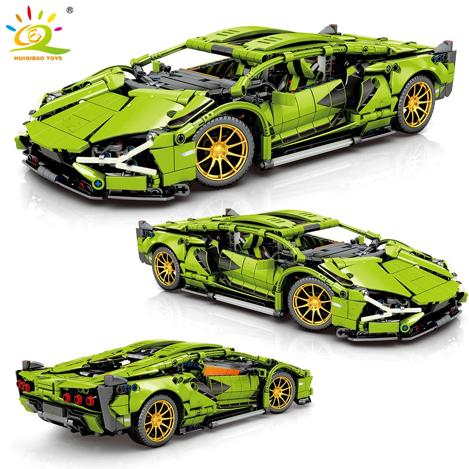 HUIQIBAO 1254 шт. гоночный автомобиль суперкар Скорость чемпионов DIY строительные
