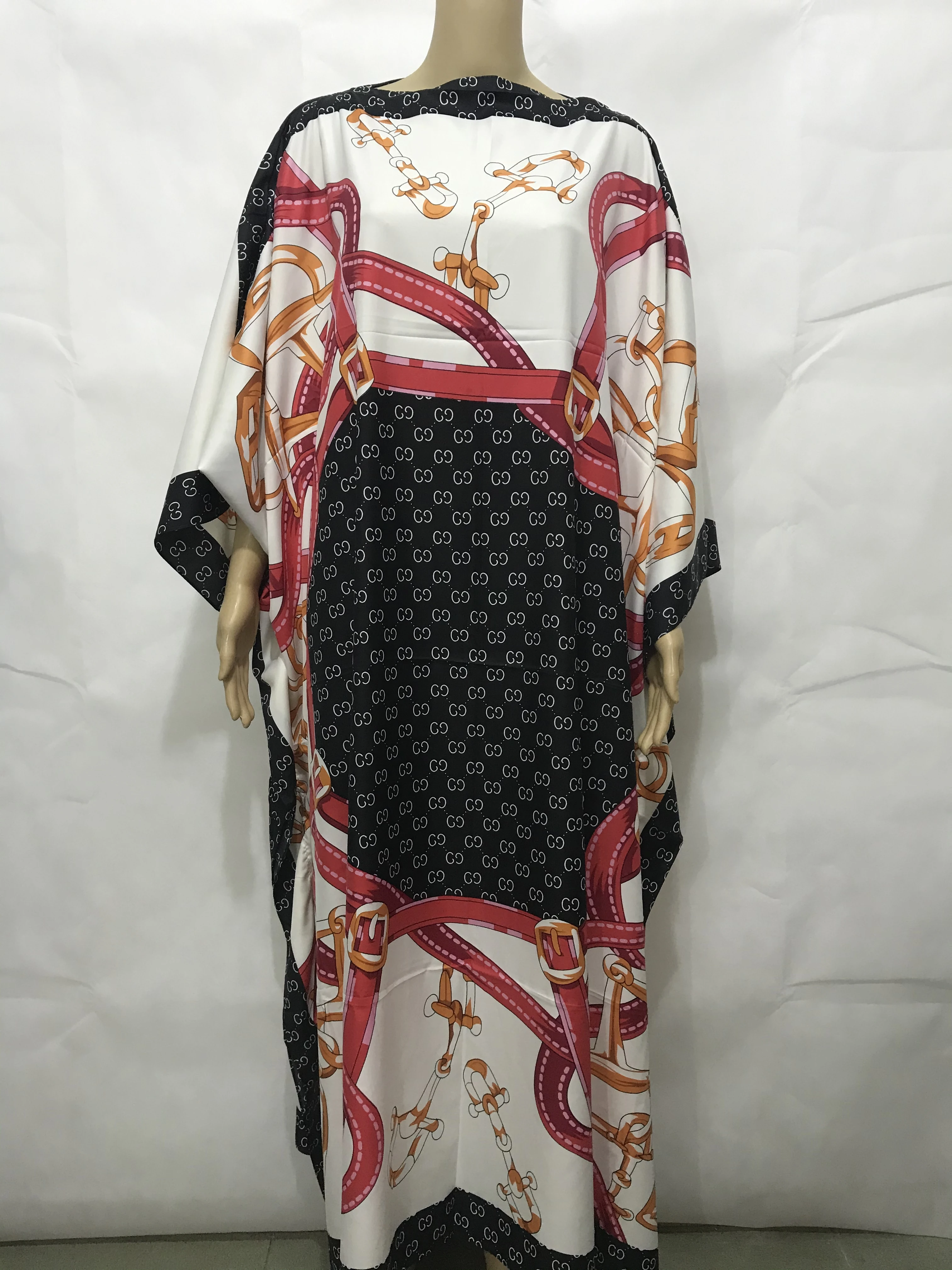 Женское шелковое платье кафтан с Африканским принтом длиной 130 см обхватом груди