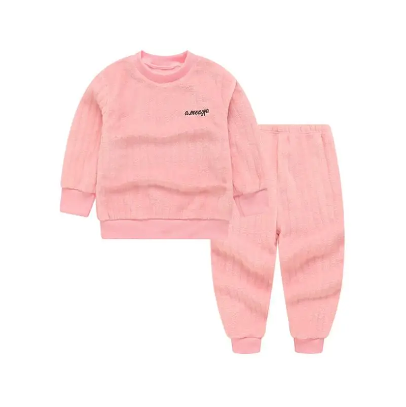 2021 New Winter Kids Pajamas Sets Warm Pyjamas For Boys Thicken Girls Sleepwear Flannel Fleece Baby Thermal Homewear Set 3-10Y custom pajama sets	