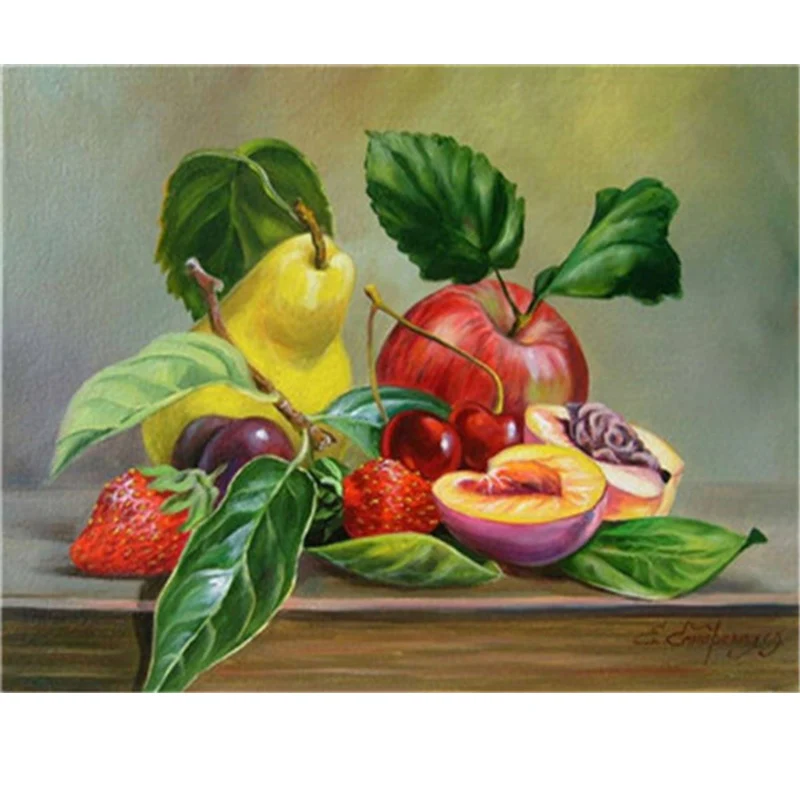 Рамка фрукты для самостоятельного рисования по номерам современное настенное