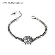 Стерлингового серебра 925 браслет мужской черный оксид серебра ретро модные браслеты для мужчин и женщин ювелирные изделия