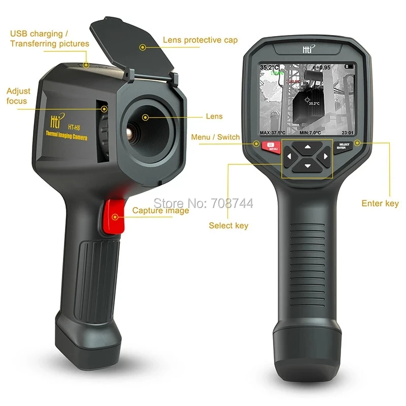 Handheld HT H8 IR Infrared Thermal Imager Camera Built in WIFI 3.5 TFT ...